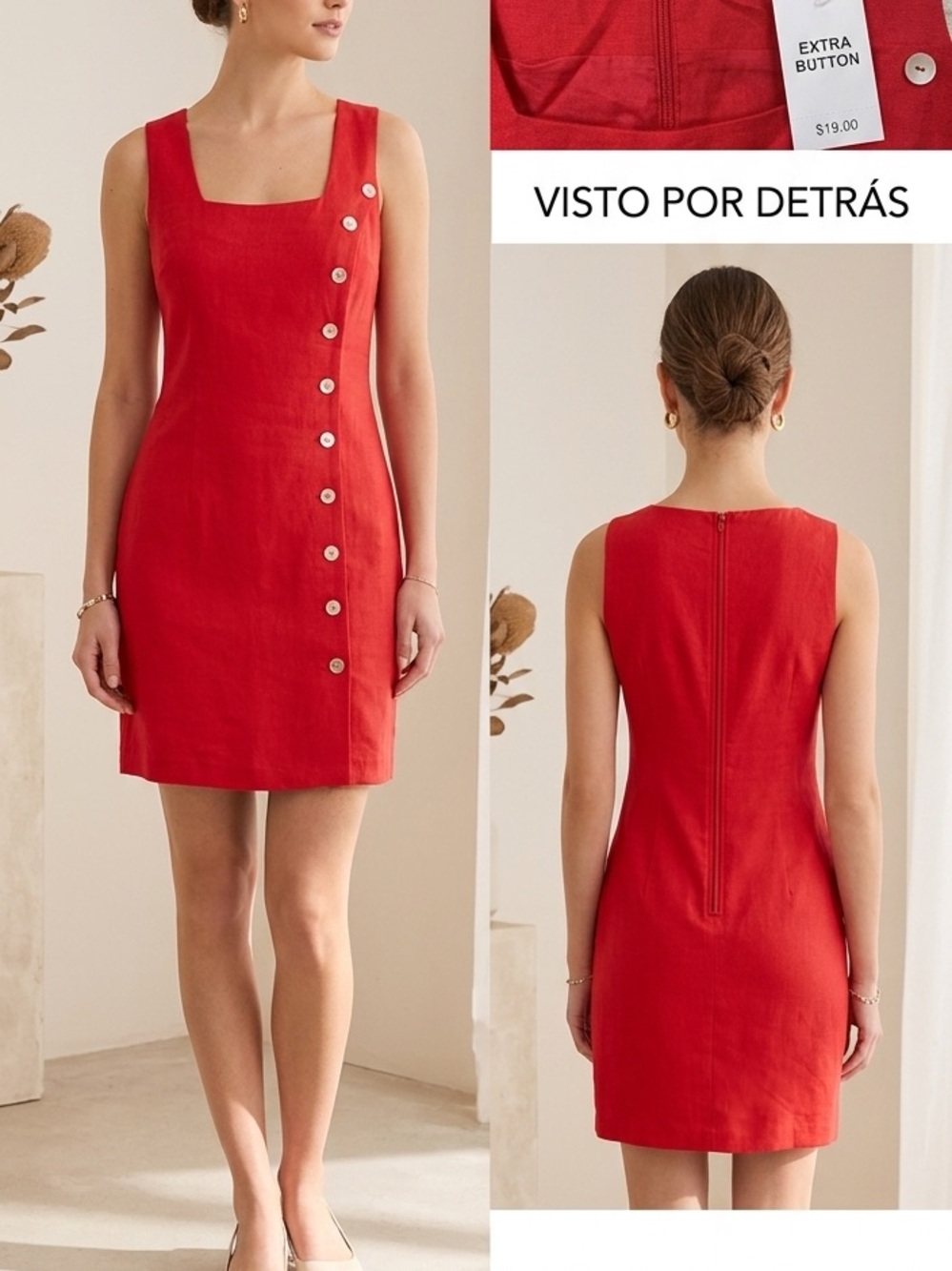 Spiegel Red Sleeveless Button-Front Mini Dress size 4